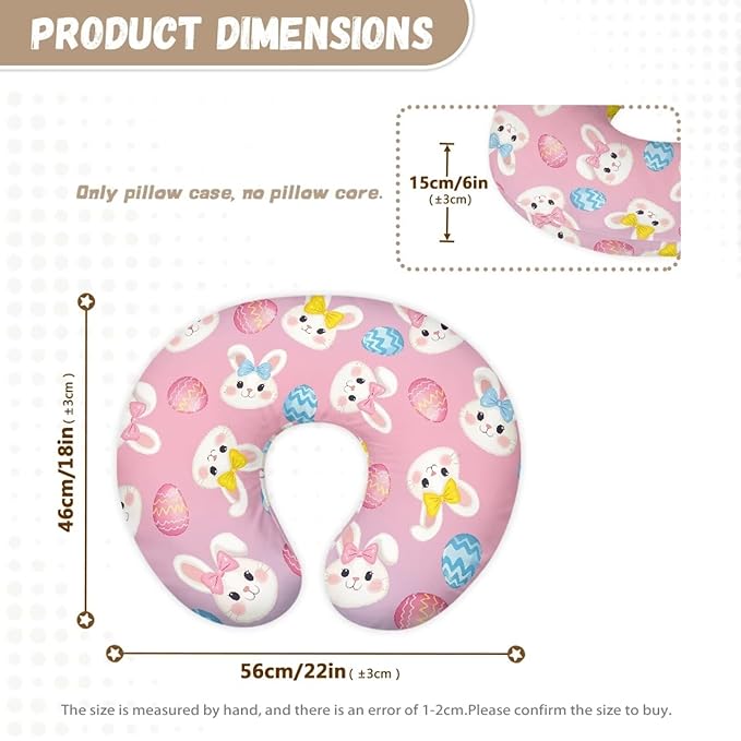 Colorful Rabbit Egg Easter Nursing Pillowcase Stretchy Removable Nursing Covers for Breastfeeding Pillows Ultra Soft Newborn Feeding Pillow Cover Easy to Use and Dustptoof