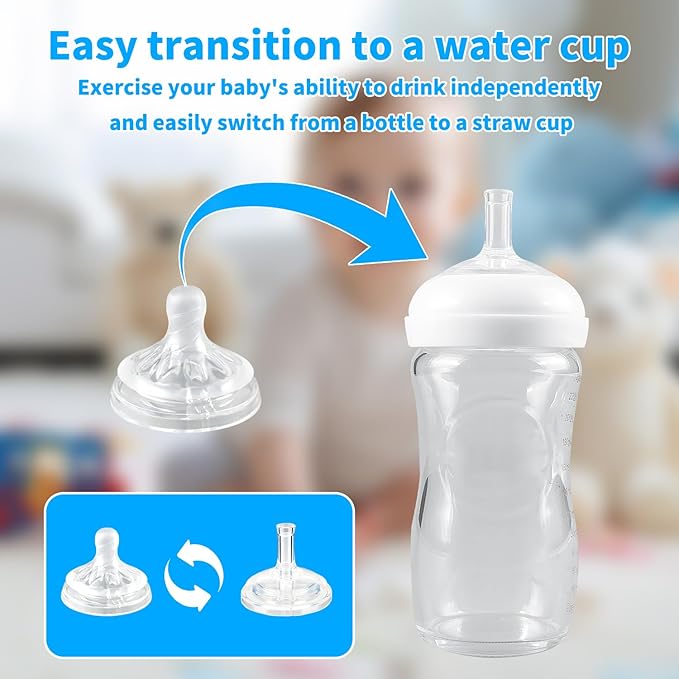 Sippy Straw Nipples for Philips Avent Natural Baby Bottles, My Grippy Spout Sippy Cup and Natural Trainer Sippy Cup, Replacement Bottle Nipple BPA-Free,4 Count, 8m+