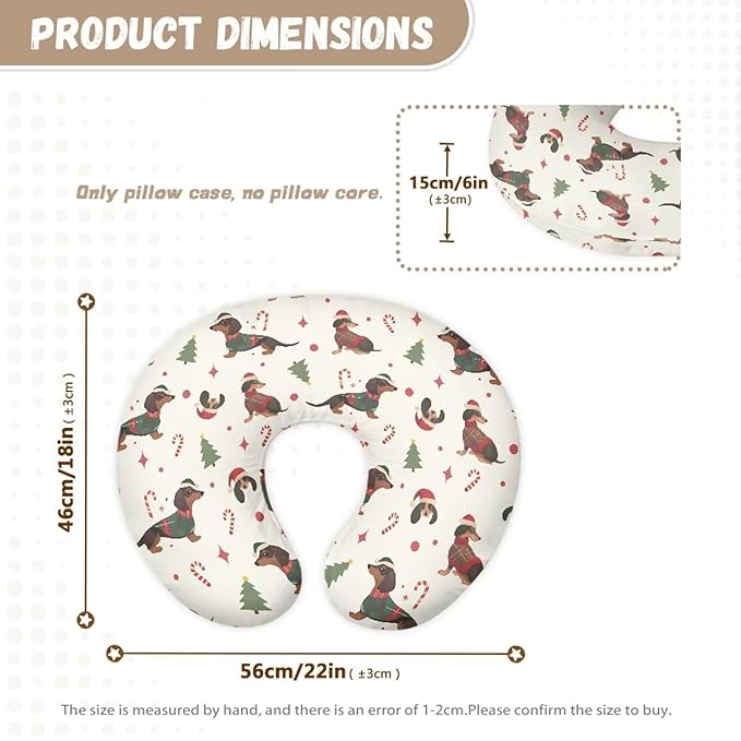 Christmas Dog Tree and Cane Nursing Pillowcase Baby Breastfeeding Slipcover Infant Newborn Nursery Bottle Pillowcase Breathable and Washable Xmas Decor