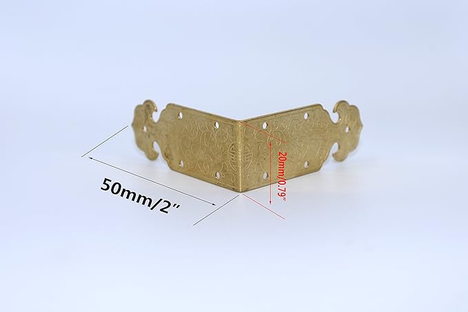 FGen 10pcs Chinese Antique Copper Edge, Table Guards Right Angle Wooden Jewelry Box Photo Frame Accessories Copper Corner Pieces, Brass Color