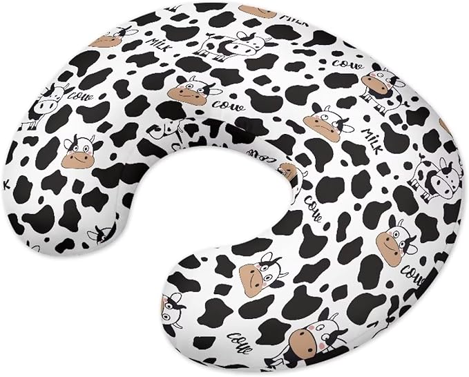 ZOUTAIRONG Cute Cow Nursing Pillow Cover for Baby Girls Boys Nursing Pillowcase Stretchy Breastfeeding Pillow Slipcovers for Newborn Girl Boy Soft Fabric Fits Snug On Infant Washable