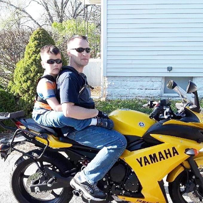 Jolik Child Motorcycle Harness Adjustable with Two Handles, Breathable Material in Black