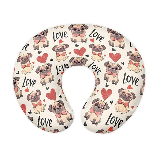 Jeiento Love Pug Dog Nursing Pillow Covers Stretchy Removable Nursing Cover Breastfeeding Pillowcase Elastic Feeding Pillow Covers for Bottle Feeding