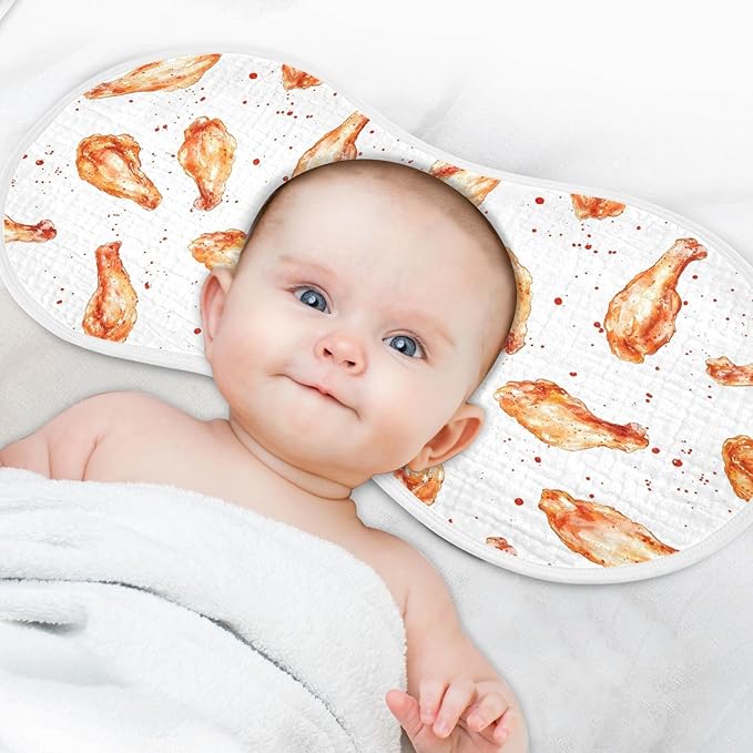 vvfelixl Roast Chicken Wing Burp Cloths for Baby Boy Girls Baby Washcloths Burp Rags 1 Pack