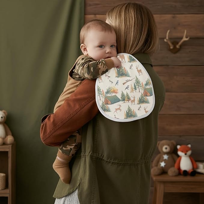5 Pack Camo Baby Burp Cloths for Boys Girls, Soft Cotton, Mallard Duck&Hunting Theme Design, Super Absorbent Baby Burping Cloths for Newborns, Machine Washable and Reusable Baby Spit-Up Cloths