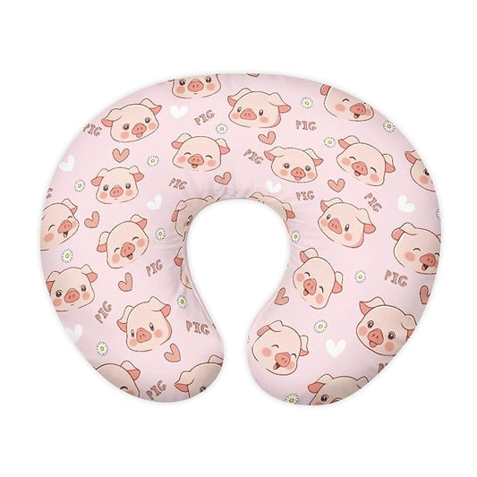 Forchrinse Pink Pig Nursing Pillow Cover for Girls Princess Nursing Pillow Slipcover for Breastfeeding Moms,Easy to Care