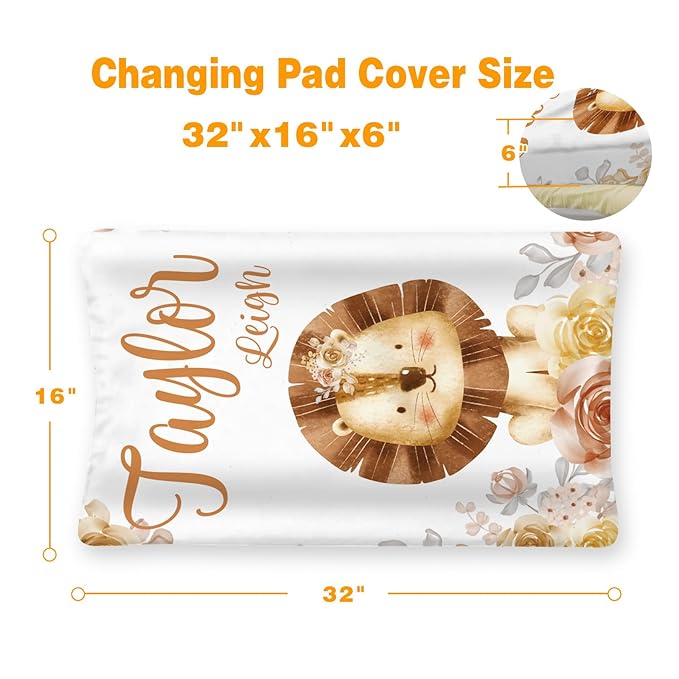 Custom Changing Pad Cover Set - Jersey Knit Comfy CozyUltra Soft Unisex Diaper Changing Table Covers with Personalized Name for Baby Boys Girls - Waterproof Ultra Soft 4 Pcs Set Style15