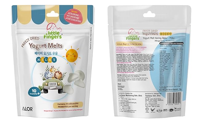ALOR Little Fingers Baby Yogurt Melts Variety Pack – Banana, Strawberry & Milk – Freeze-Dried Snacks for Babies 10+ Months – No Preservatives – Probiotics, (15 Grams x 9 Packs - Variety Pack).
