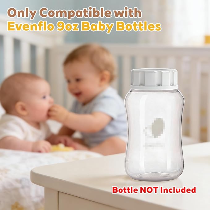 8Pcs Baby Bottle Caps Travel Bottle Caps Compatible with Evenflo Bottles, Spill-Proof, Leak-Resistant, Easy-to-Clean, Travel and Storage Bottle Lids Replacement (White)