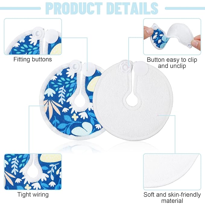 32 Pieces G Tube Button Covers G Tube Pad Holder Reusable Cotton Nursing Pads for Feeding Support Feeding Cotton Supplies Soft Covers for Breastfeeding Nursing Care, 4 Designs(Butterfly)