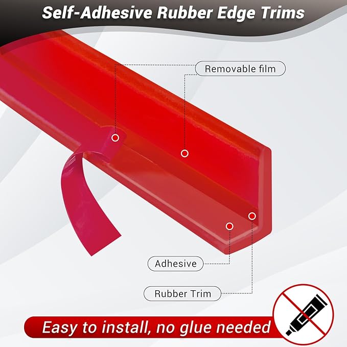 Rubber Edge Corner Trim, Self Adhesive L Shaped Edge Trim, Small Size Peel and Stick Edge Trim for Tile, Wall and Furniture Edges, Red Color, 10Ft