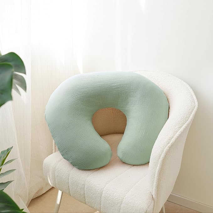 MairMore 2-Pack Muslin Nursing Pillow Covers, Breathable 100% Cotton Breastfeeding Pillow Slipcovers for Standard Nursing Pillows, Soft Covers for Baby Girls and Boys with Zipper