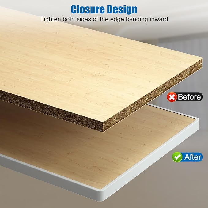 16.4ft U-Shape Edge Banding, TPE Self Adhesive Veneer Edging Flexible Furniture Edge Trim Protector for Furniture Countertop Table Sheet Metal (15mm, White)
