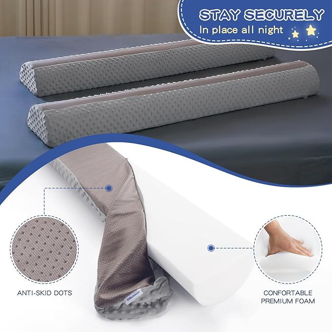 Bed Bumpers for Toddlers Foam Bed Rail for Toddlers 2 Pack Bed Rails Bumper for Queen, King, Twin, Full-Size Bed with Non-Slip Machine Washable Cover