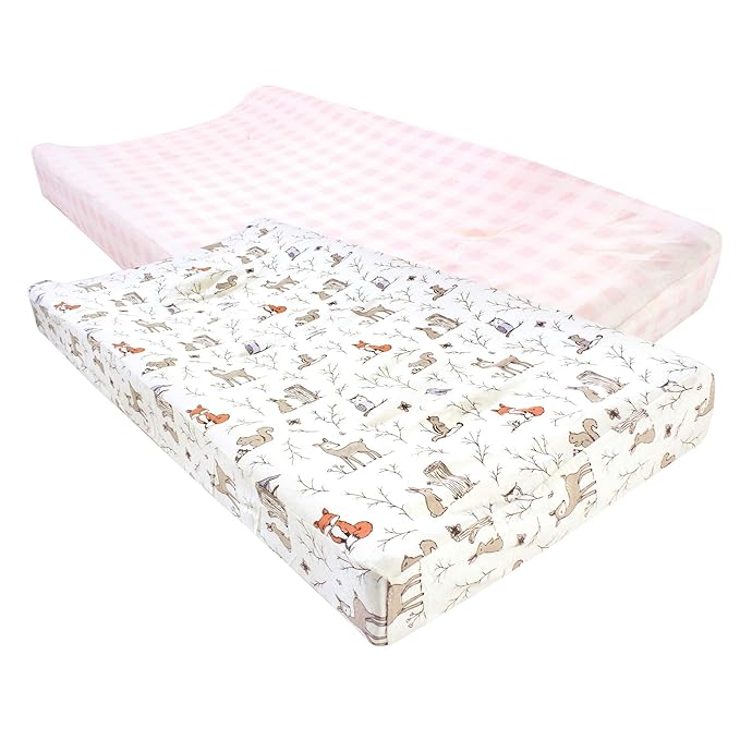 Hudson Baby Unisex Baby Cotton Changing Pad Cover, Enchanted Forest, One Size