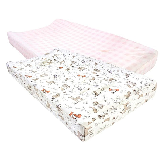 Hudson Baby Unisex Baby Cotton Changing Pad Cover, Enchanted Forest, One Size