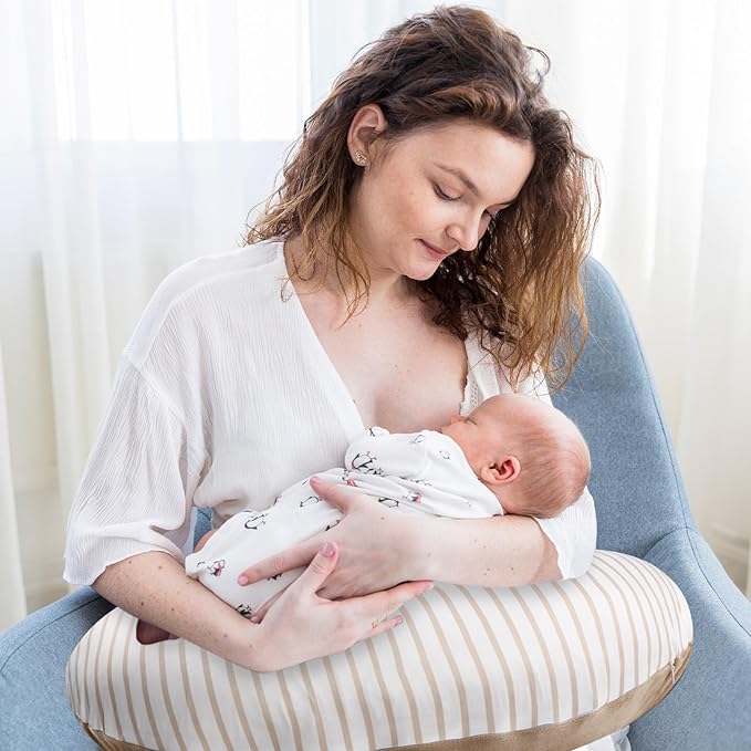 Nursing Pillow Cover 1 Pack, Removable Nursing Pillow Cover for Breastfeeding Pillows, Super Soft Comfortable Slipcover for Boy and Girls, Light Brown