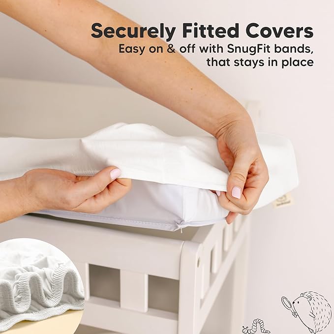 2-Pack Baby Changing Pad Cover for Girl, Boy - 34x18 Soft Viscose Derived from Bamboo Baby Diaper Changing Table Pad Cover Sheets, Neutral, Snug Fit Nursery Diaper Change Sheets (Soft White)