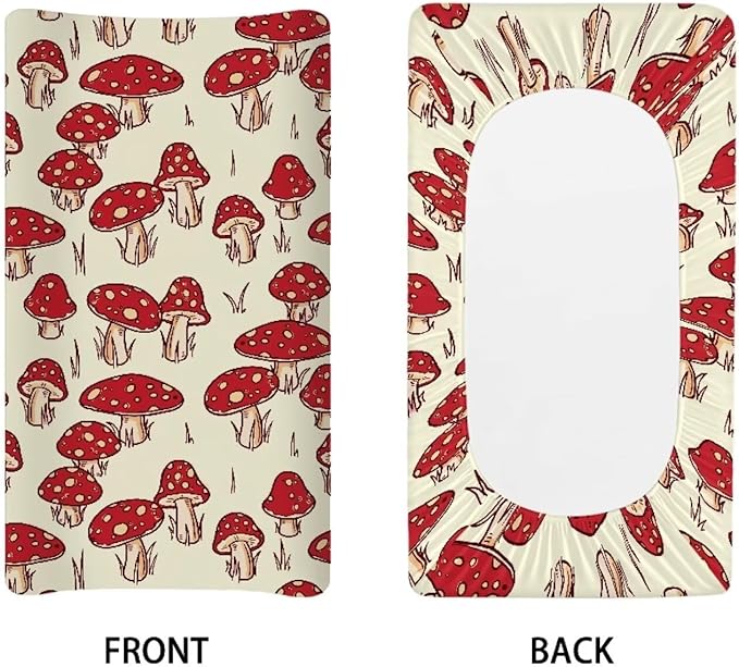 Mushroom Baby Changing Pad Cover Stretchy Diaper Changing Cover Infant/Toddler Waterproof Breathable Universal Tray Table Mat