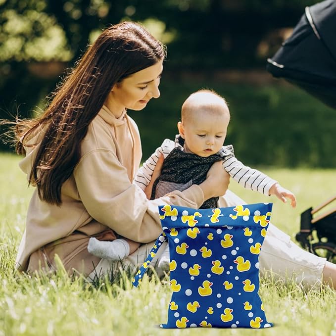 Duck Wet Dry Bags for Diaper Waterproof Swimsuit Washable Reusable Bag for Beach Diapers Dirty Yoga Gym Clothes Plant Gifts for Men Women Friend 12.5x10.2 Inches
