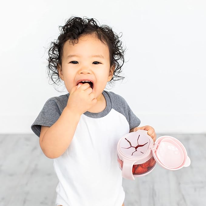 Ubbi Tweat No Spill Snack Container for Kids, BPA-Free, Toddler Snack Container, Blush Pink (Pack of 4)