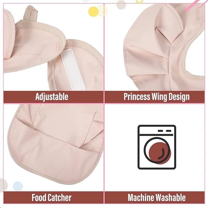 JaGely 3 Pcs Baby Food Bib for Eating Waterproof Washable Toddler Bib Soft Feeding Apron with Food Catcher for Toddler Boy or Girl Eating Travel Home Supplies