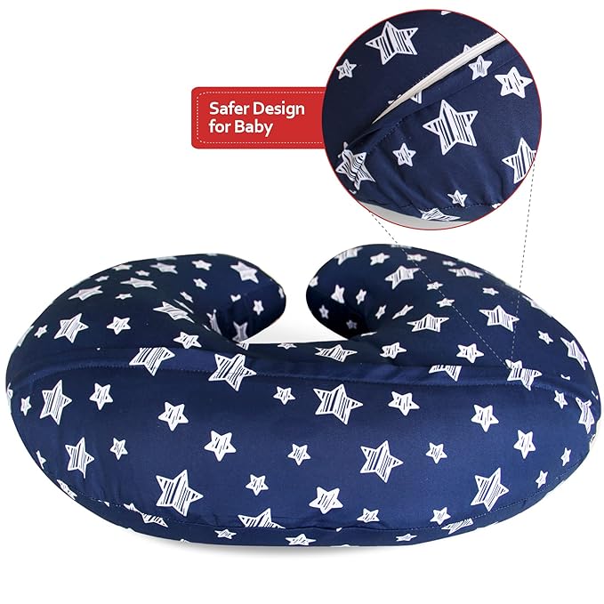 Nursing Pillow Cover for Baby Snug Fits Boppy Nursing Pillows, Super Soft, for Breastfeeding Moms, Navy Star