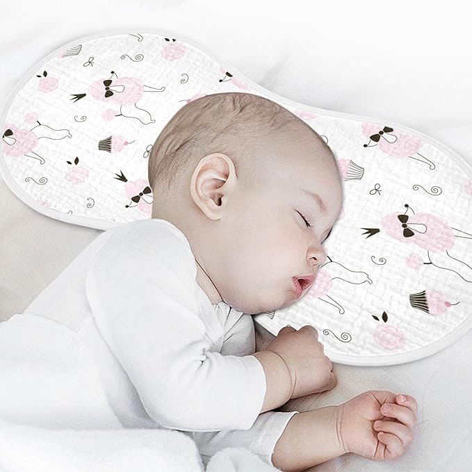 Princess Poodle Dog Cake Pink Flower Muslin Burp Cloths for Baby 2 Pack Soft 100% Cotton Baby Washcloths Bibs for Boy Girl