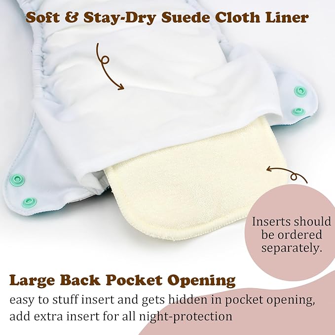 Mama Koala 1.0 Cloth Diapers for Babies, 6 Pack Pocket Shell Only (NO Inserts) - One Size Washable and Reusable Pocket Diapers for Newborns and Toddlers - 160085