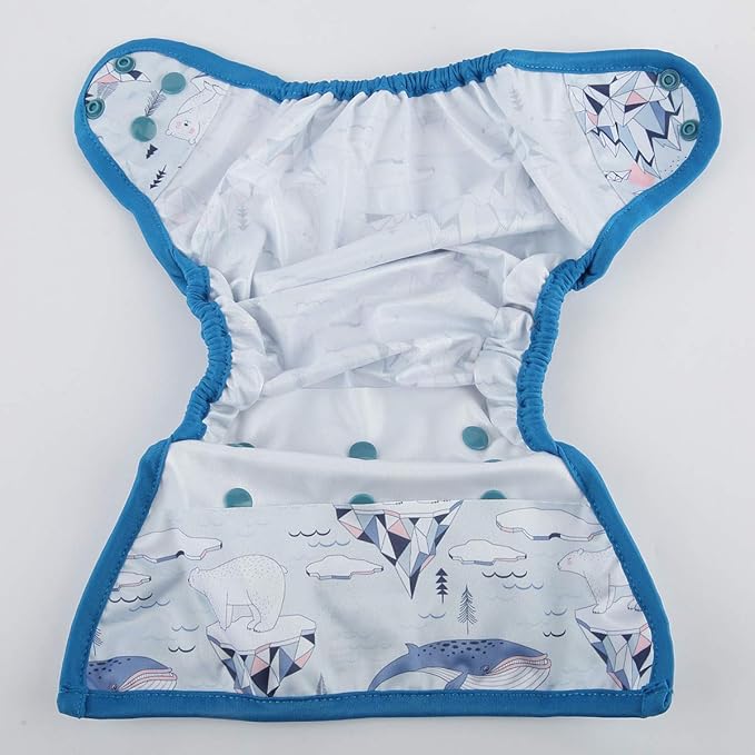 Baby Diaper Cover Nappy One Size 8lbs to 36lbs (Bear Ice)
