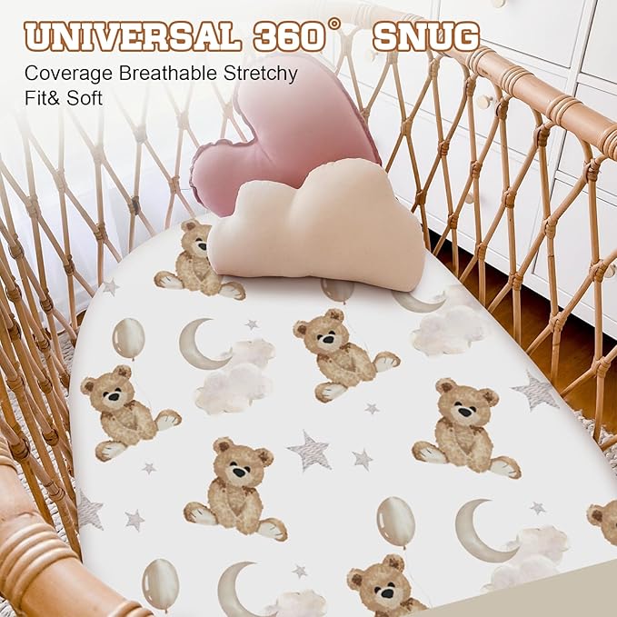Personalized Baby Changing Pad Cover - 2 Piece Bear Pattern Baby Pee Pad Cover Nursery Bedding with Name, Portable Diaper Changing Pad Gifts for 0-6 Years Infant