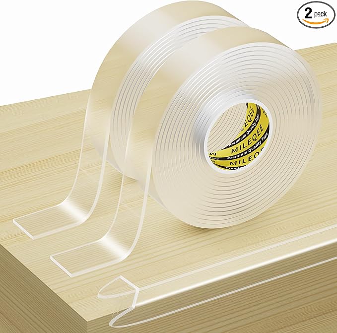 2Pack Clear Edge Protector Strip, 1.18in x 9.84FT(19.68FT Total), Sharp Edge Wrap Cover Tape, Self Adhesive Protective Bumper Guards for Cabinet Door Desk Glass Table Furniture, Kitchen Countertop
