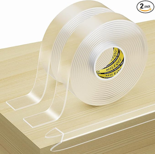2Pack Clear Edge Protector Strip, 1.18in x 9.84FT(19.68FT Total), Sharp Edge Wrap Cover Tape, Self Adhesive Protective Bumper Guards for Cabinet Door Desk Glass Table Furniture, Kitchen Countertop