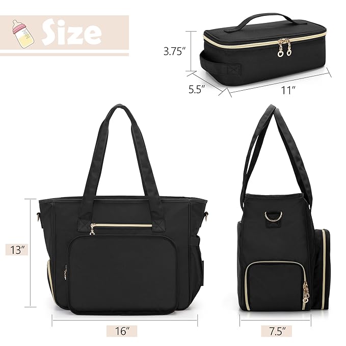 BAFASO Wearable Breast Pump Bag with Cooler and Laptop Sleeve (Compatible with Momcozy S12 Pro, Momcozy M5, Elvie), Pumping Bag for Working Moms (Patent Pending), Black