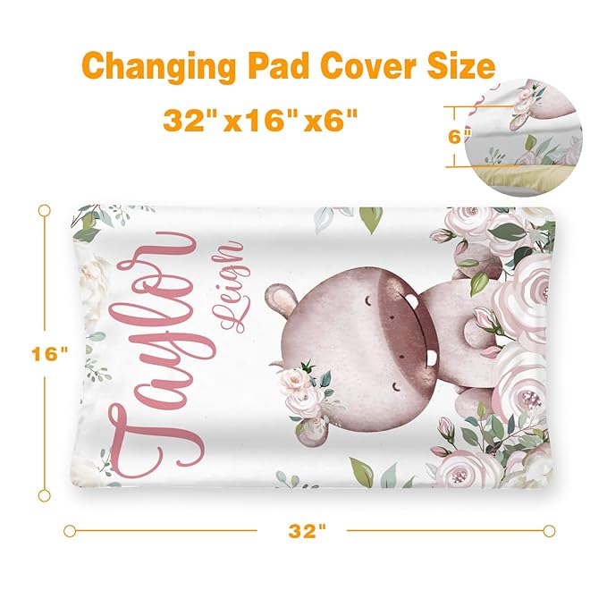Custom Changing Pad Cover Set - Jersey Knit Comfy CozyUltra Soft Unisex Diaper Changing Table Covers with Personalized Name for Baby Boys Girls - Waterproof Ultra Soft 4 Pcs Set Style20