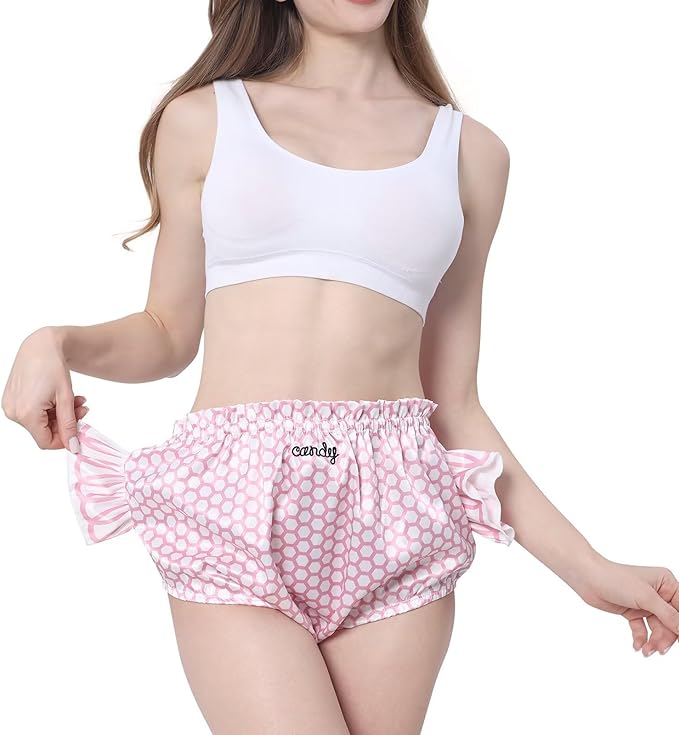 Landofgenie Diaper Cover for Adults Reusable & Washable with Elastic Waist Unisex Adult Diaper Cover Shorts - Candy
