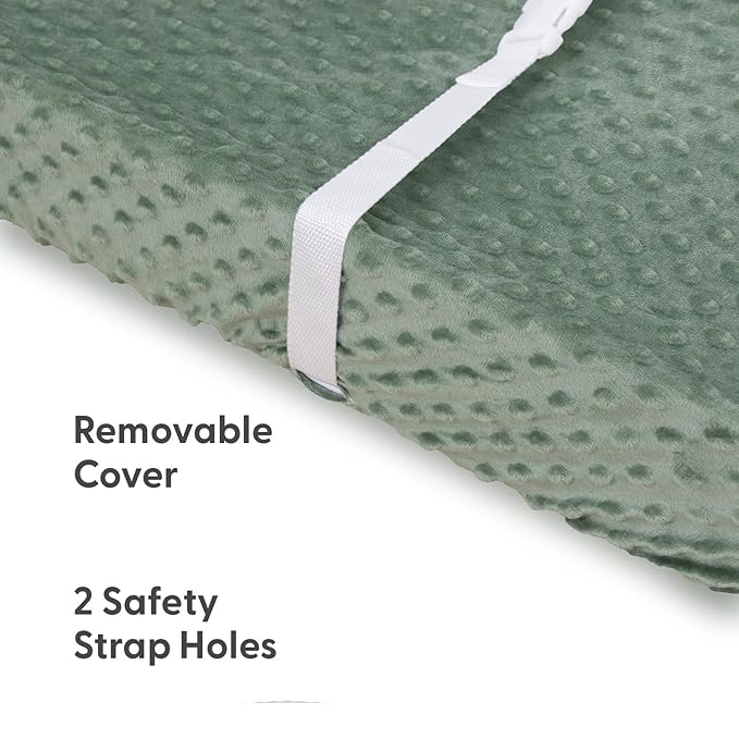 The Peanutshell Minky Dot Diaper Changing Pad Cover - Ultra Soft Baby Mat Cover for Boys & Girls, Fits 16” x 32” Changing Table Pads - Sage, 2 Pack