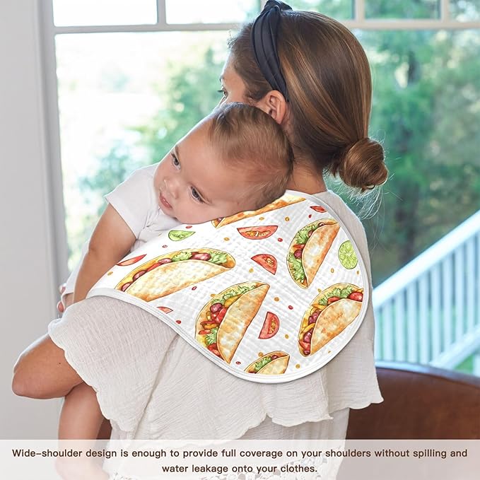 vvfelixl Muslin Burp Cloths Cartoon Spicy Mexican Tacos Baby Washcloths for Baby Girl Boys 2 Pack
