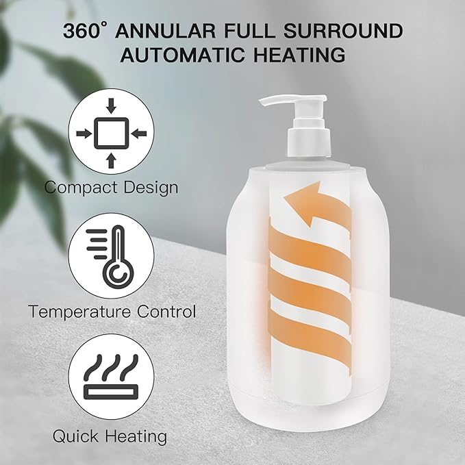 Massage Oil Warmer Bottle Professional Electric Lotion Digital Heater for SPA, Automatic Oil Warmer Heated Oil Lotion Cream for Salon, Barber Shops, Home, with Two Oil Bottle Dispenser (White)