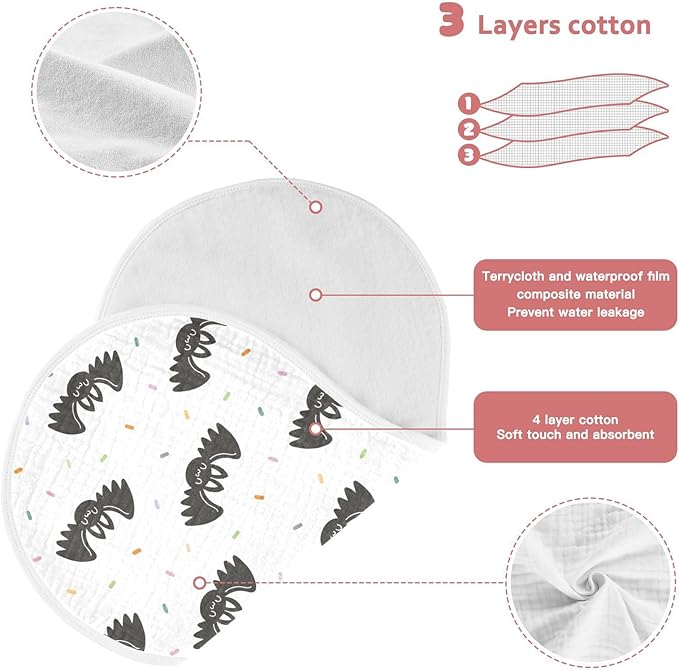 vvfelixl Baby Burp Cloths Halloween Bat and Confetti Baby Newborn Cotton Burping Cloths Set Baby Washcloths 4 Pack White