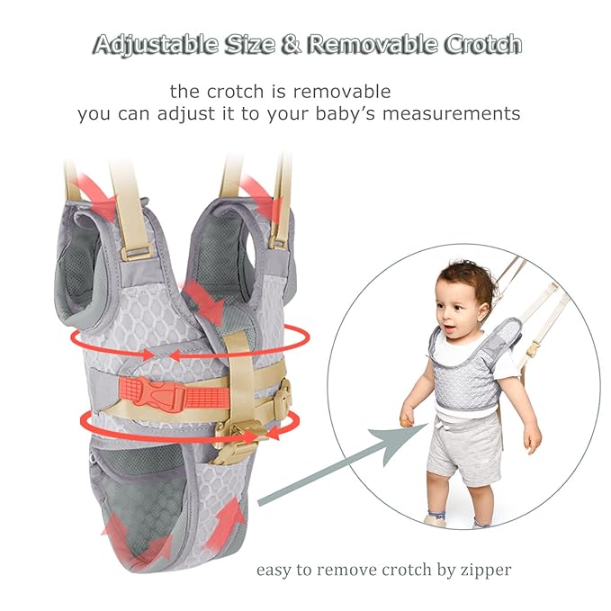 Baby Walking Harness, Handheld Kids Walker Helper with Detachable Crotch Adjustable Walker Harness Assistant Belt Baby Learning Walk Toddler Infant Walker 9-24 Months (Breathable Purple)