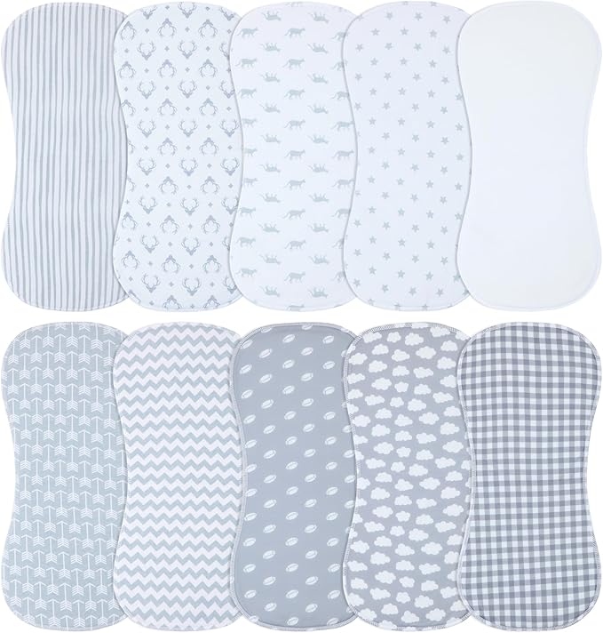 10-Pack Burp Cloths for Baby Boys and Girls - Organic Baby Burp Cloth,Baby Washcloths, Burp Rags, Large Neutral Burp Clothes for Newborn