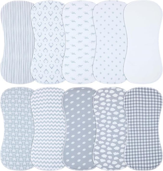 10-Pack Burp Cloths for Baby Boys and Girls - Organic Baby Burp Cloth,Baby Washcloths, Burp Rags, Large Neutral Burp Clothes for Newborn