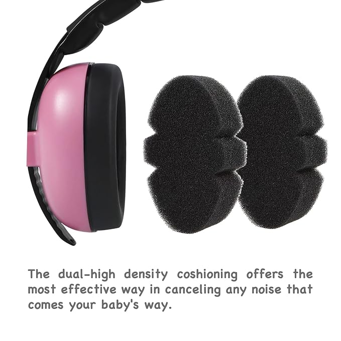 PandaEar Baby Ear Protection Noise Cancelling HeadPhones Ages 0-3 Years | Infant Hearing Protection Earmuffs -Pink