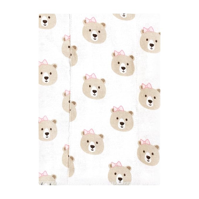 Hudson Baby Unisex Baby Flannel Burp Cloth 7pk, Pink Taupe Bear, One Size