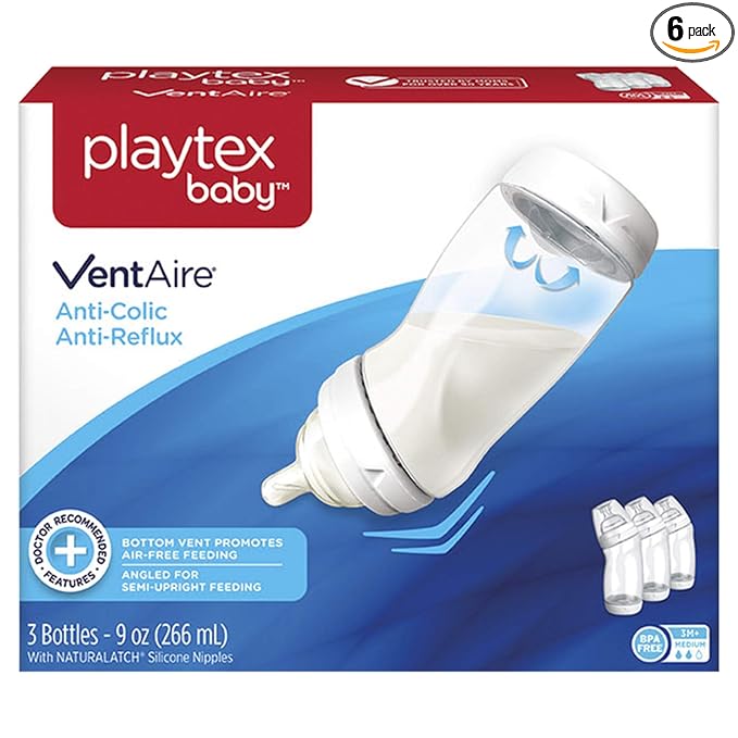 Playtex Baby Ventaire Anti Colic Baby Bottle, BPA Free, 9 Ounce - 3 Count
