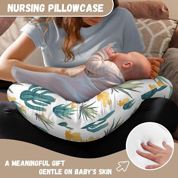 Jeiento Cactus Nursing Pillow Case Stretchy Comfortable Covers for Breastfeeding Pillow Machine Washable and Easy to Install Nursing Covers