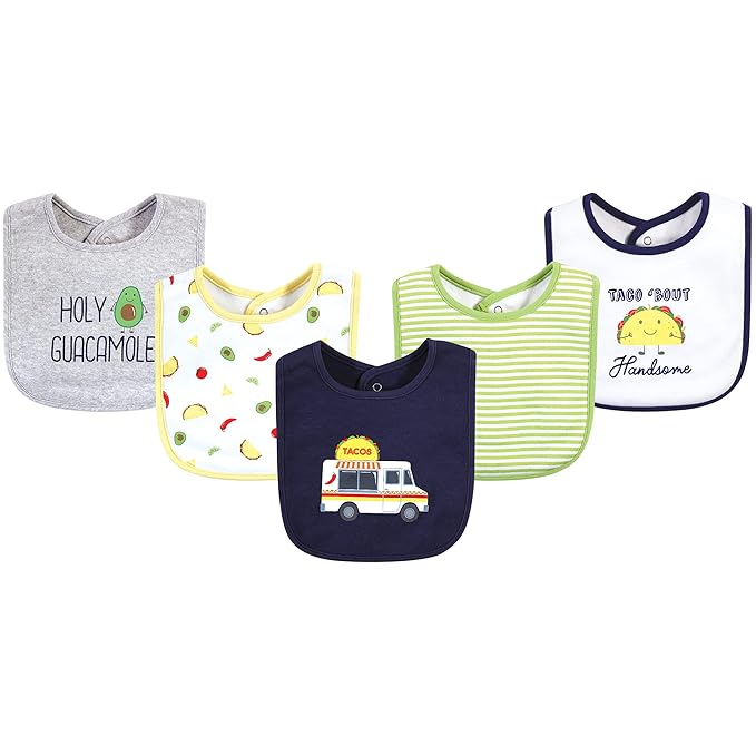 Hudson Baby Unisex Baby Cotton Bibs, Taco Truck, One Size
