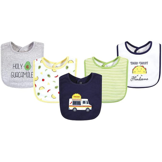 Hudson Baby Unisex Baby Cotton Bibs, Taco Truck, One Size