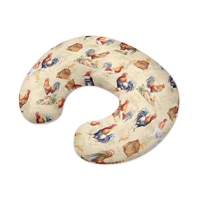 Rooster Baby Nursing Pillow Cover Soft Neutral Breastfeeding Pillow Slipcover for Bottle Feeding, Lightweight Decorative Custom Gifts for Toddler Infant